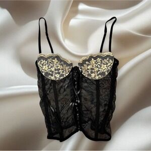 Marvel by La Perla Black Mesh Corset Bustier 34 Made in Italy Lace Lingerie